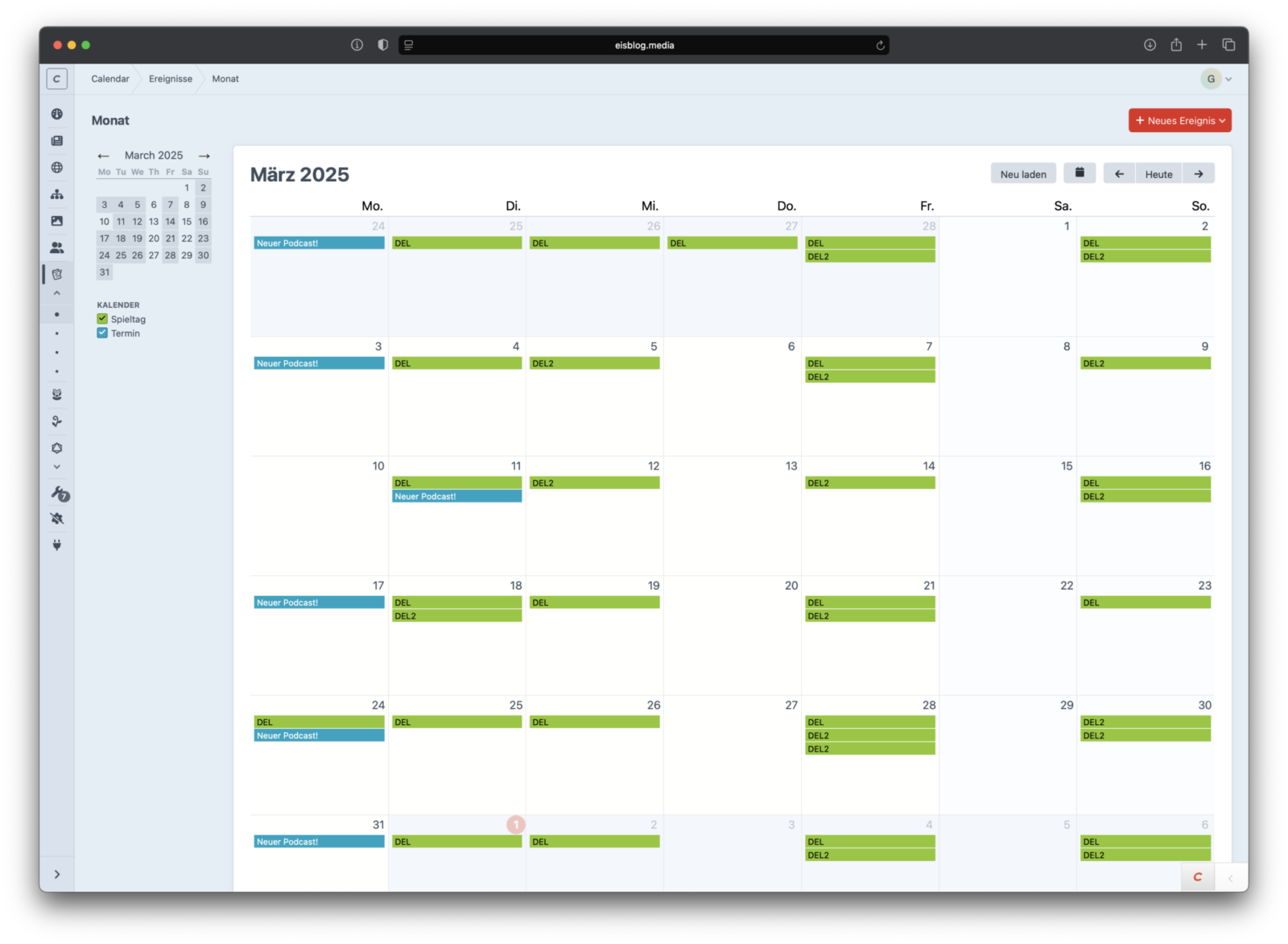 Backend Craft CMS - Klar, flexibel, aufgeräumt Craft CMS - Kalender Plugin